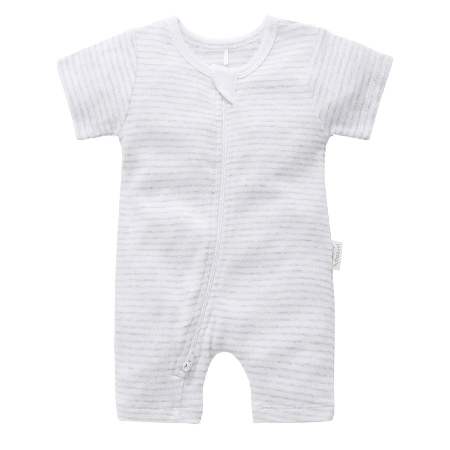 Purebaby S/S Short Leg Zip Growsuit